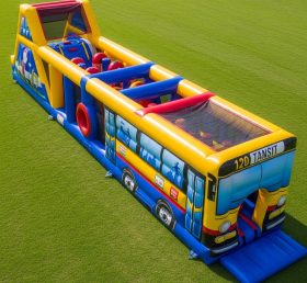 T7-3719 Curso de Obstáculos Inflável com Tema de Ônibus