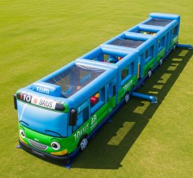 T7-3721 Curso de Obstáculos Inflável com Tema de Ônibus