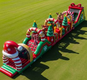 T7-3743 Curso de Obstáculos Inflável com Tema de Natal