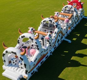 T7-3754 Curso de Obstáculos Inflável Tema de Vaca