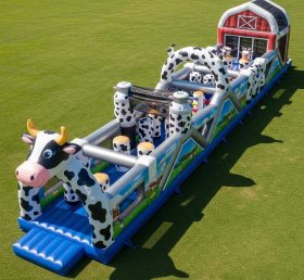 T7-3758 Curso de Obstáculos Inflável Tema de Vaca