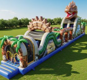 T7-3767 Curso de Obstáculos Inflável Temático de Dinossauro