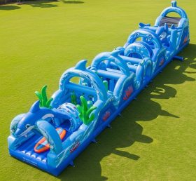 T7-3773 Curso de Obstáculos Inflável com Tema de Golfinho
