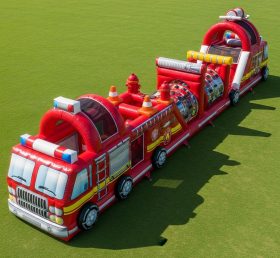 T7-3820 Curso de Obstáculos Inflável com Tema de Caminhão de Bombeiros