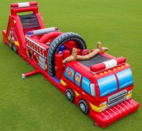 T7-3821 Pista Obstáculo Inflável Tema Caminhão de Bombeiros