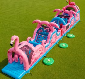 T7-3822 Curso de Obstáculos Inflável com Tema de Flamingo