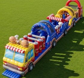 T7-3825 Pista de Obstáculos Inflável com Tema de Food Trucks