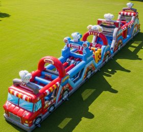 T7-3826 Curso de Obstáculos Inflável com Tema de Food Trucks