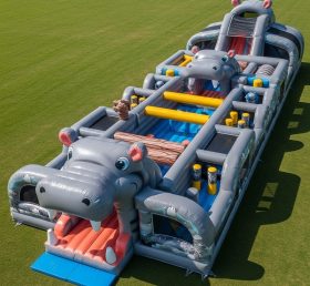 T7-3857 Pista de Obstáculos Inflável com Tema de Hipopótamo