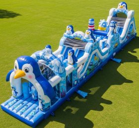 T7-3954 Curso de Obstáculos Inflável com Tema de Pinguim