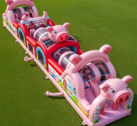 T7-3955 Curso de Obstáculos Inflável Tema Porco