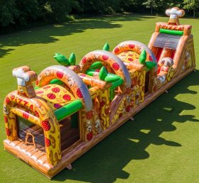 T7-3964 Curso de Obstáculos Inflável com Tema de Pizza