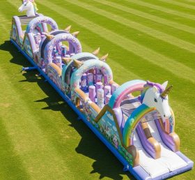 T7-4048 Pista de Obstáculos Inflável com Tema de Unicórnio