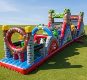 T7-4091 Curso de Obstáculos Inflável com Tema Angry Birds