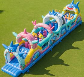 T7-4102 Curso de Obstáculos Inflável Tema Baby Shark