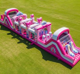 T7-4107 Curso de Obstáculos Inflável Tema Barbie