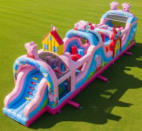 T7-4301 Curso de Obstáculos Inflável Tema Peppa Pig