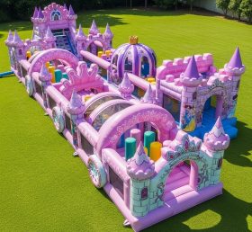 T7-4326 Curso de Obstáculos Inflável com Tema de Festas de Princesas