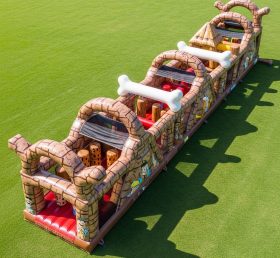 T7-4399 Curso de Obstáculos Inflável Tema Os Flintstones