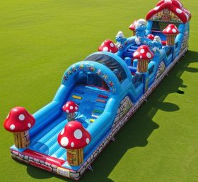 T7-4419 Pista de Obstáculos Insuflável com Tema dos Smurfs