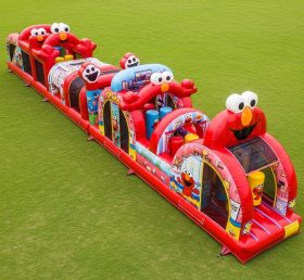 T7-4427 Curso de Obstáculos Inflável com Tema Tickle Me Elmo