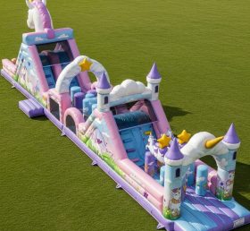 T7-4457 Pista de Obstáculos Inflável com Tema de Unicórnio