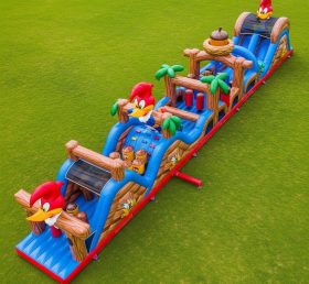 T7-4467 Curso de Obstáculos Inflável com Tema Woody Woodpecker