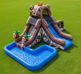 T8-5456 Escorregador Aquático Inflável com Tema de Urso