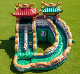 T8-5492 Escorrega Aquático Insuflável com Tema Estilo Chinês