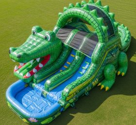 T8-5519 Escorregador Aquático Inflável com Tema de Crocodilo
