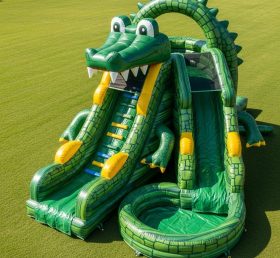 T8-5523 Escorrega Aquático Inflável com Tema de Crocodilo
