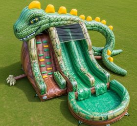 T8-5532 Escorrega Aquático Inflável com Tema de Dinossauro