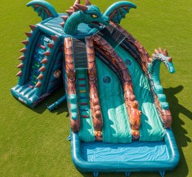 T8-5552 Escorrega de Água Inflável com Tema de Dragão