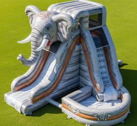 T8-5570 Escorrega Aquático Inflável com Tema de Elefante