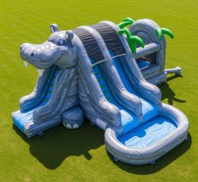 T8-5627 Escorregador Aquático Inflável com Tema de Hipopótamo