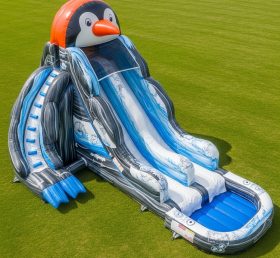 T8-5745 Escorrega Aquático Inflável Temático de Pinguim