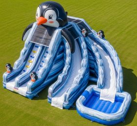 T8-5746 Escorrega Aquático Inflável com Tema de Pinguim