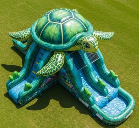 T8-5857 Escorrega Aquático Inflável com Tema de Tartaruga