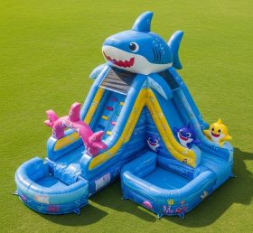 T8-7125 Escorrega Aquático Insuflável Tema Baby Shark