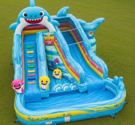 T8-7127 Escorregador Aquático Inflável Tema Baby Shark