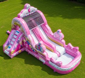 T8-7132 Escorregador Aquático Inflável Temático da Barbie