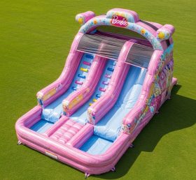 T8-7133 Escorregador Aquático Inflável Temático da Barbie