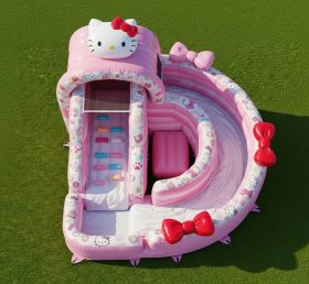 T8-7263 Escorrega Aquático Inflável com Tema Hello Kitty