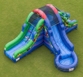 T8-7369 Escorregador Aquático Inflável Tema Tartarugas Ninja