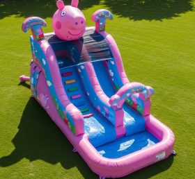 T8-7384 Escorregador Aquático Inflável Tema Peppa Pig