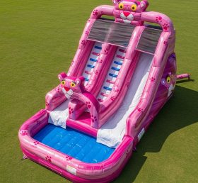 T8-7391 Escorregador Aquático Inflável com Tema Pantera Cor-de-Rosa