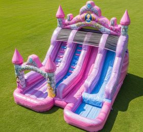 T8-7424 Escorrega Aquático Inflável com Tema de Festas de Princesas