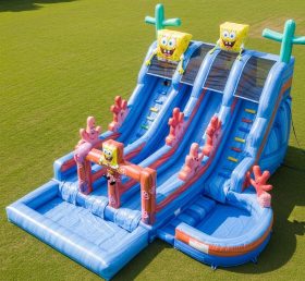 T8-7485 Escorregador Inflável Aquático Tema Bob Esponja