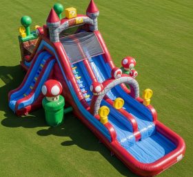 T8-7511 Escorregador Aquático Inflável com Tema Super Mario