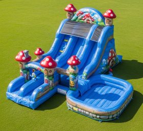 T8-7552 Escorrega Aquático Inflável com Tema dos Smurfs